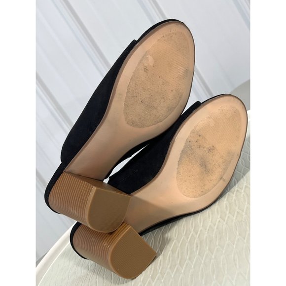 JustFab Bijou Heeled Mule Sandal Womens 10 Black Microfiber Open Toe Block Heel - Picture 9 of 11